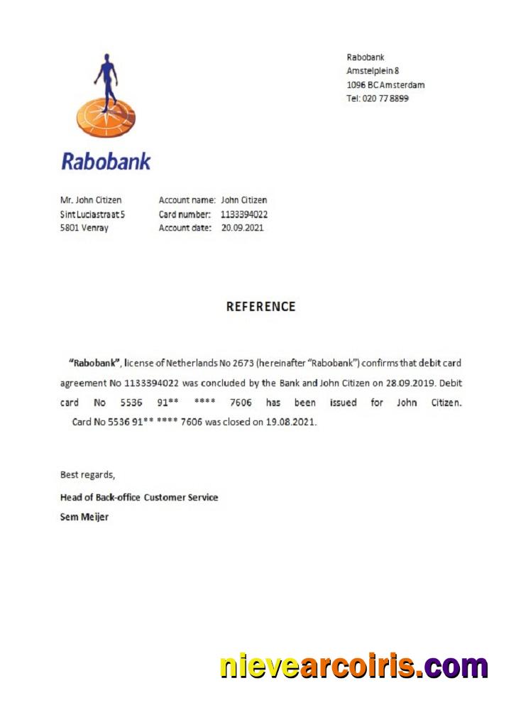 Netherlands Rabobank closure reference